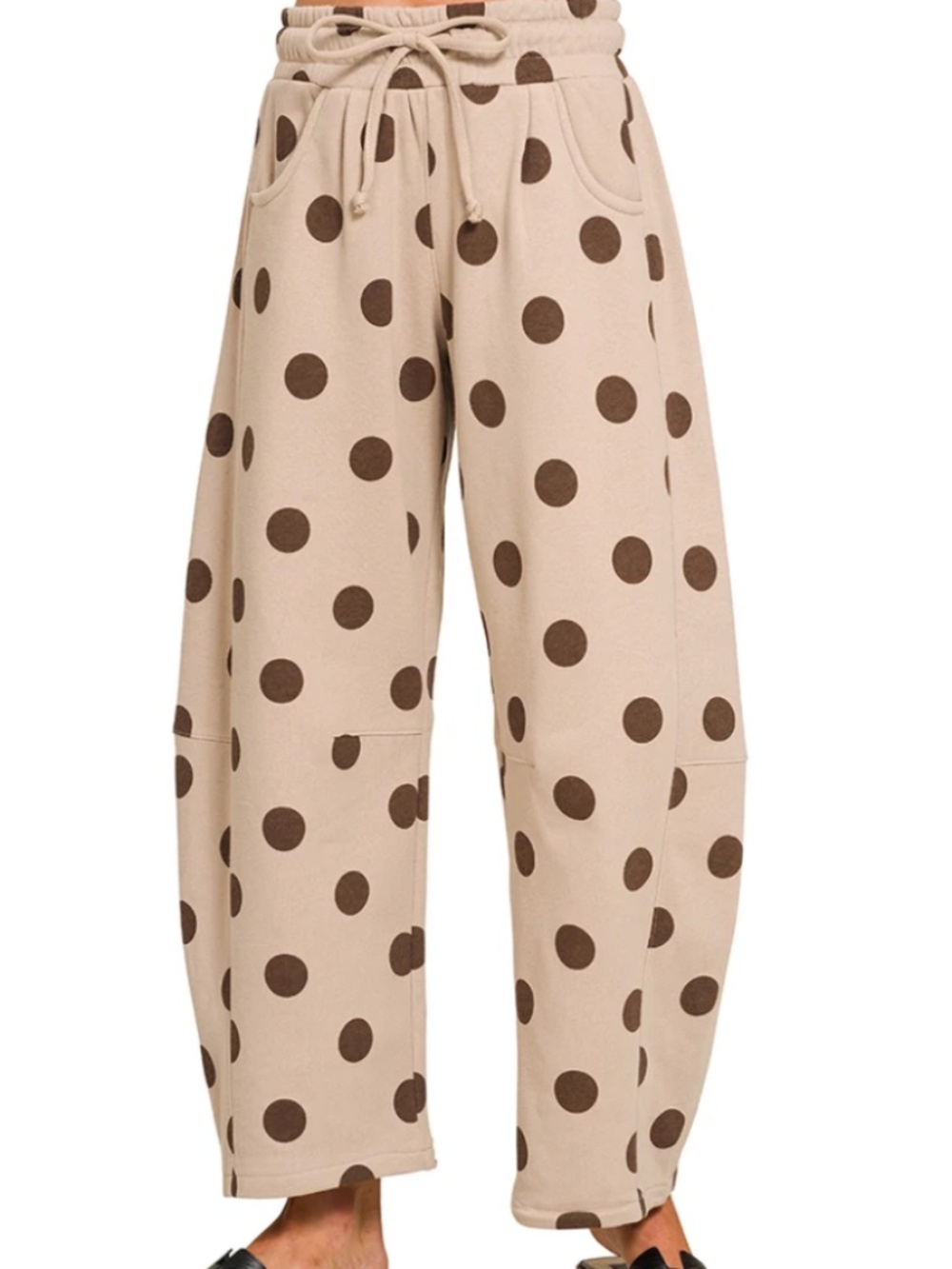 #1417 Polka Dot Fleece Barrel Sweatpants
